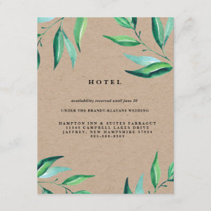Recepción Tarjeta de Hotel Rustic Wreath Greenery Boda