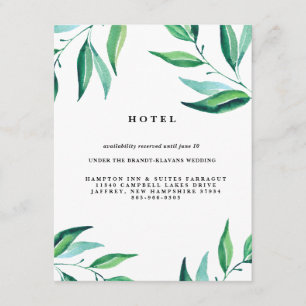 Recepción Tarjeta de Hotel Rustic Wreath Greenery Boda