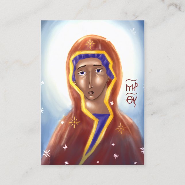 Recepción Tarjeta de icono de papel de la Madre de Dios (ext (Anverso)