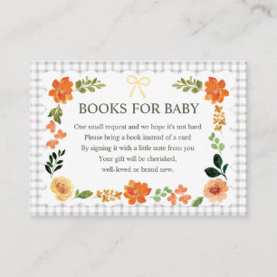 Recepción Tarjeta de inclusión de baby shower Floral Gingham