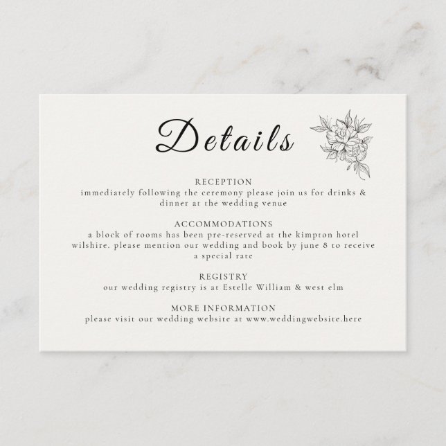 Recepción Tarjeta de Inclusión de Boda Art Deco (Anverso)
