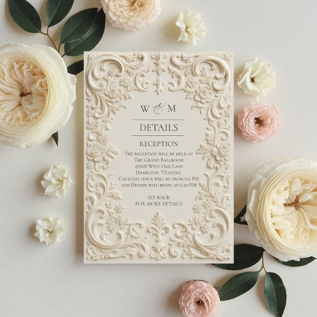 Recepción Tarjeta de Inclusión de Boda Barroca Elegante (Elegant Baroque Wedding Enclosure Card)