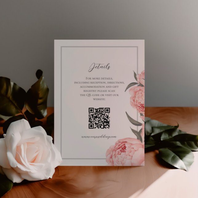 Recepción Tarjeta de Inclusión de Boda con Peonía de Acuarel (Subido por el creador)