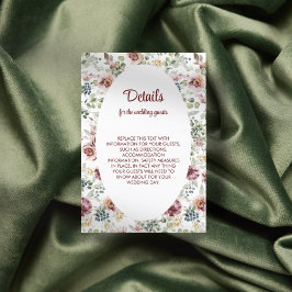 Recepción Tarjeta de inclusión de boda de flores pastel romá