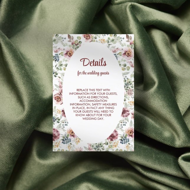 Recepción Tarjeta de inclusión de boda de flores pastel romá (Subido por el creador)