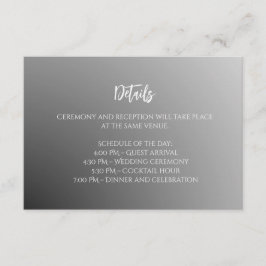Recepción Tarjeta de Inclusión de Boda Elegante en Blanco y