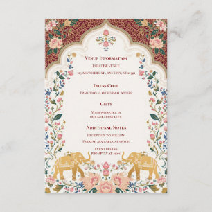 Recepción Tarjeta de inclusión de boda elegante india Pichwa