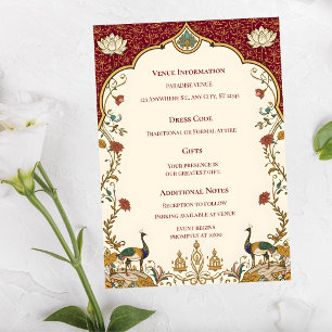 Recepción Tarjeta de inclusión de boda elegante india Pichwa