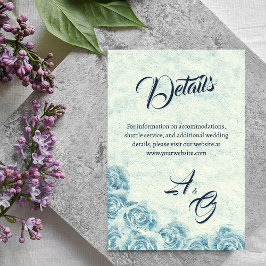 Recepción Tarjeta de inclusión de boda floral azul romántica