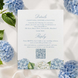 Recepción Tarjeta de Inclusión de Boda Floral Blanca Hortens