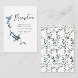 Recepción Tarjeta de inclusión de boda floral verde plateada