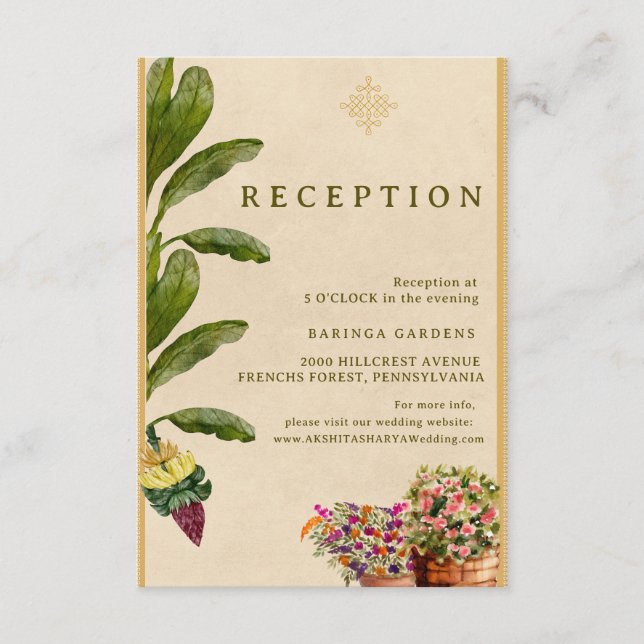 Recepción Tarjeta de Inclusión de Boda Formal Tradicional (Anverso)