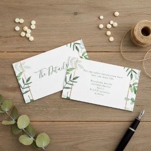 Recepción Tarjeta de inclusión de boda "los detalles" de hoj