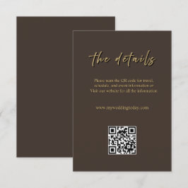 Recepción Tarjeta de Inclusión de Boda Marrón Oscuro y Dorad