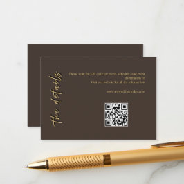 Recepción Tarjeta de Inclusión de Boda Marrón Oscuro y Dorad