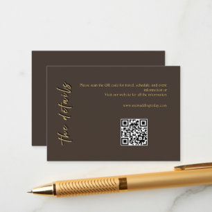 Recepción Tarjeta de Inclusión de Boda Marrón Oscuro y Dorad