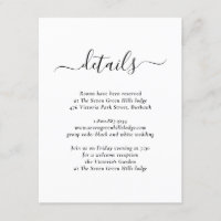 Tarjeta de Inclusión de Boda Moderna en Blanco y N