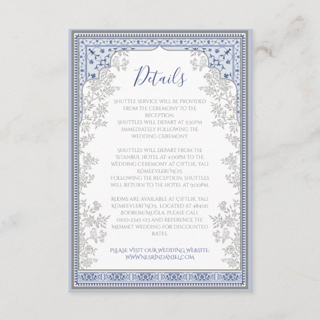 Recepción Tarjeta de Inclusión de Boda Real Turca (Anverso)