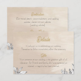 Recepción Tarjeta de Inclusión de Boda Rosa Pastel