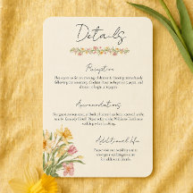 Tarjeta de Inclusión de Bodas April Blossom Daffod