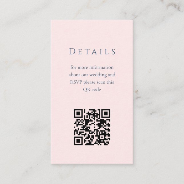 Recepción Tarjeta de inclusión de código QR floral azul para (Anverso)