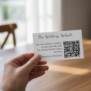Recepción Tarjeta de inclusión de sitio web de boda QR minim