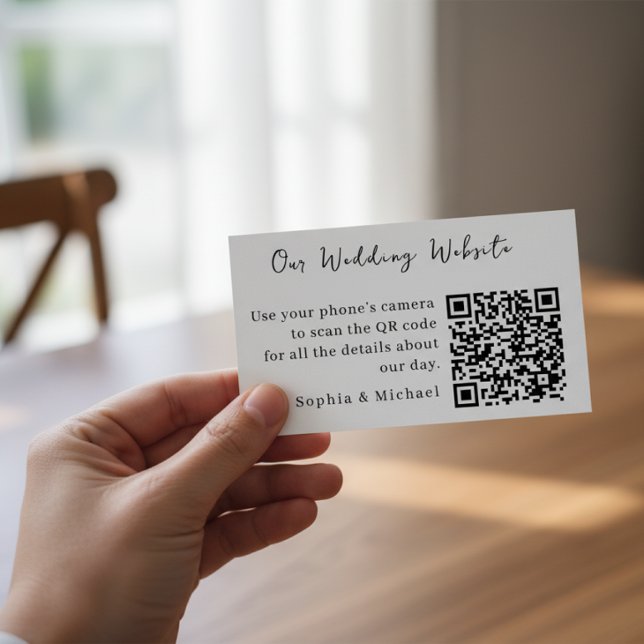 Recepción Tarjeta de inclusión de sitio web de boda QR minim (Subido por el creador)