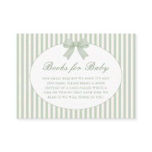 Tarjeta de inclusión para baby shower a rayas verd