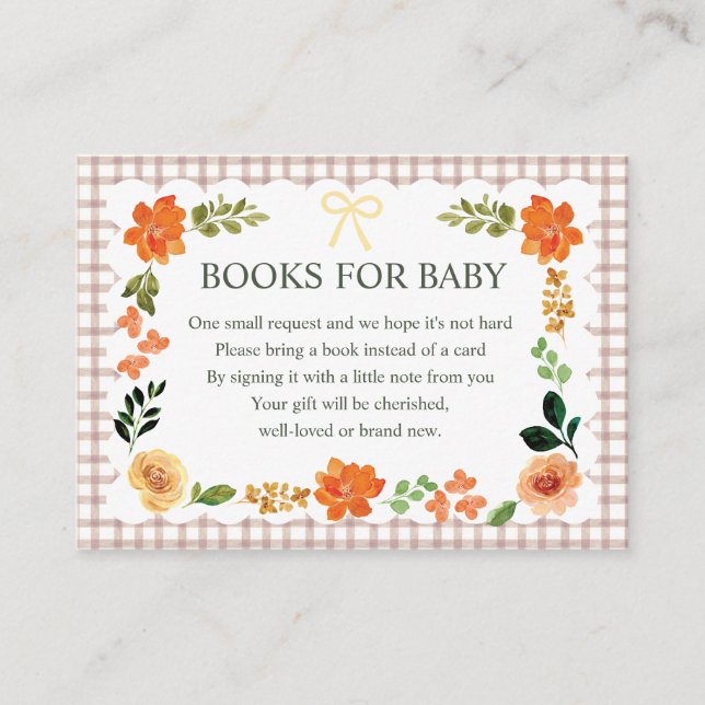 Recepción Tarjeta de inclusión para baby shower de gingham d (Anverso)
