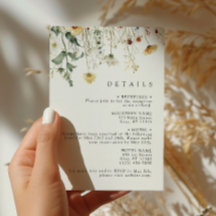 Tarjeta de Inclusión para Boda de Campo con Flores
