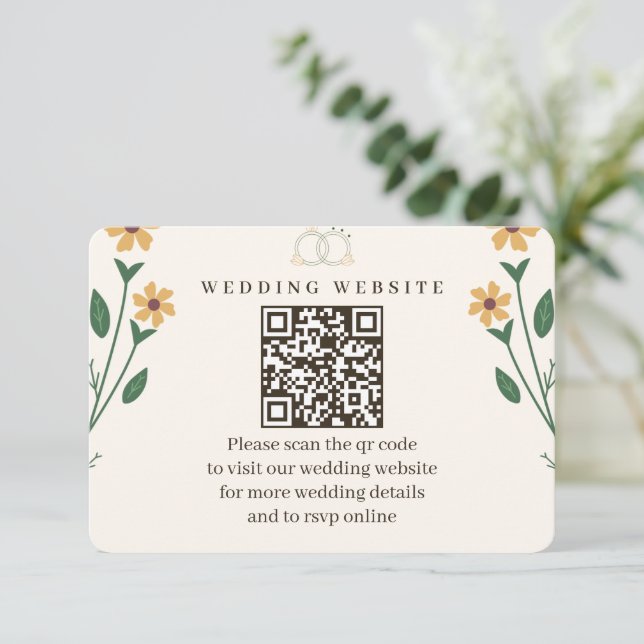 Recepción Tarjeta de Inclusión para Boda de Flores Silvestre (Anverso de pie)