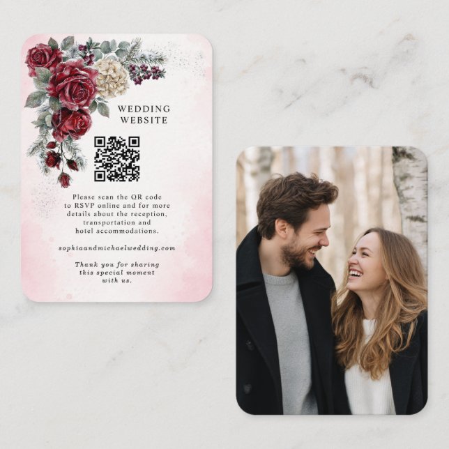 Recepción Tarjeta de Inclusión para Boda de Invierno Frozen  (Anverso / Reverso)