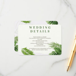 Recepción Tarjeta de Inclusión para Boda Romántica Tropical
