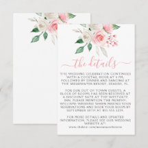 Tarjeta de inclusión para coche de boda floral acu