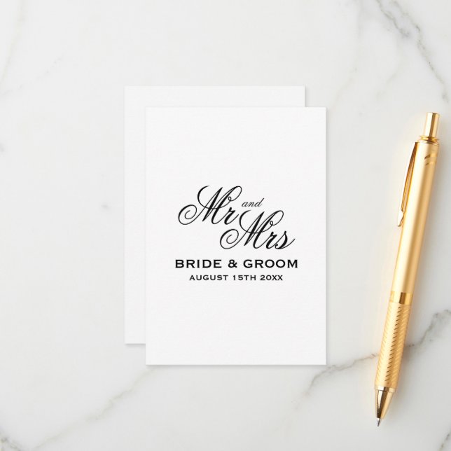 Recepción Tarjeta de inclusión tradicional de boda Mr & Mrs (Anverso/Reverso In Situ)