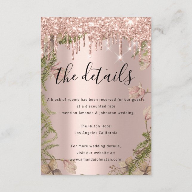 Recepción Tarjeta de Información Adicional Detalles de Boda  (Anverso)