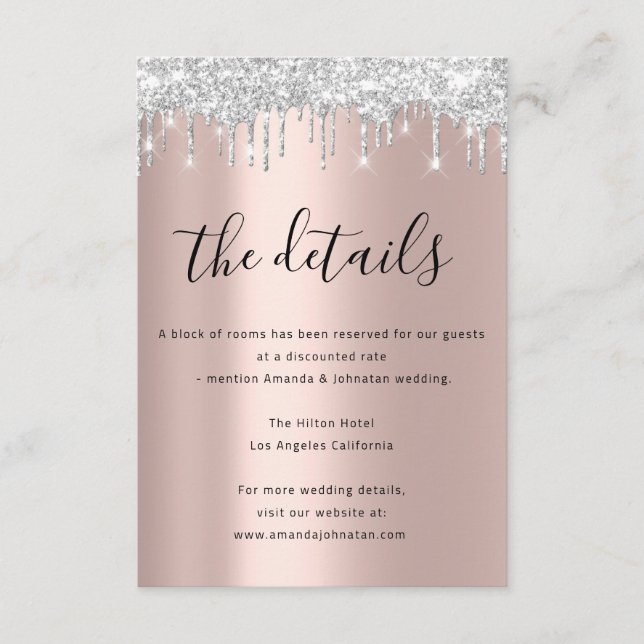 Recepción Tarjeta de Información Adjunta Detalles de Boda Dr (Anverso)