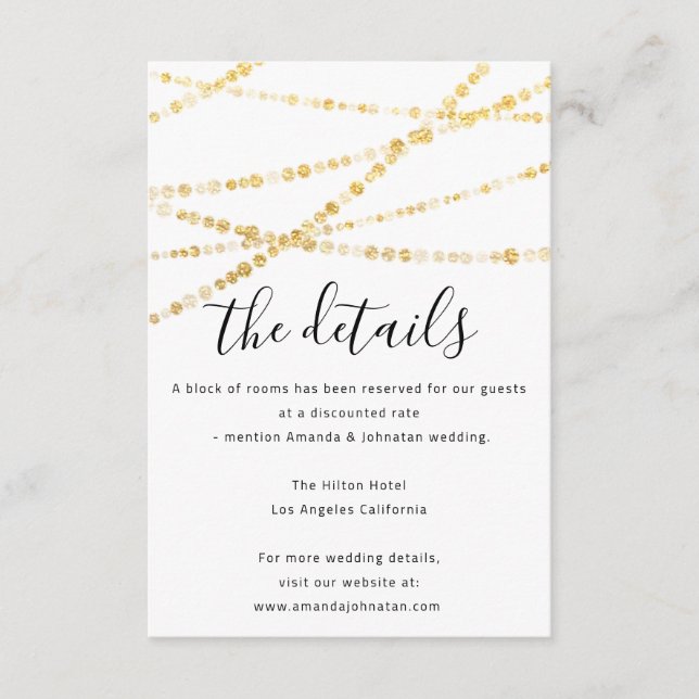 Recepción Tarjeta de Información Adjunta Detalles de Boda Go (Anverso)