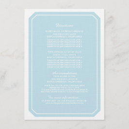 Recepción Tarjeta de información Blue Simply Elegant