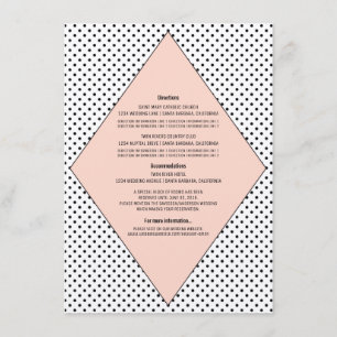 Recepción Tarjeta de información Boda Coral Modern Polka Dot