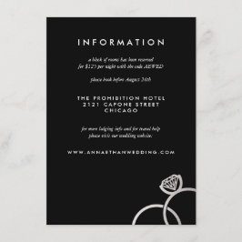 Recepción Tarjeta de información Boda de los anillos platead