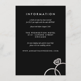 Recepción Tarjeta de información Boda de los anillos platead