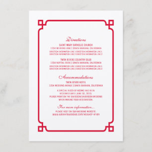 Recepción Tarjeta de información Boda de Moda de Deco Rojo