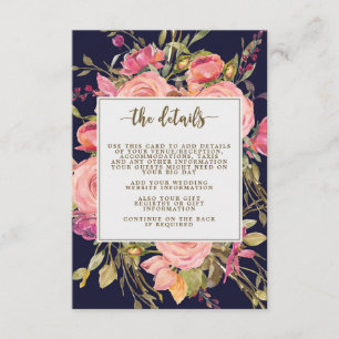 Recepción tarjeta de información boda floral de flor silvest