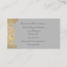 Tarjeta de información Boda Gris y Oro de moda