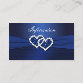 Recepción Tarjeta de información Boda Navy Blue Joined Heart