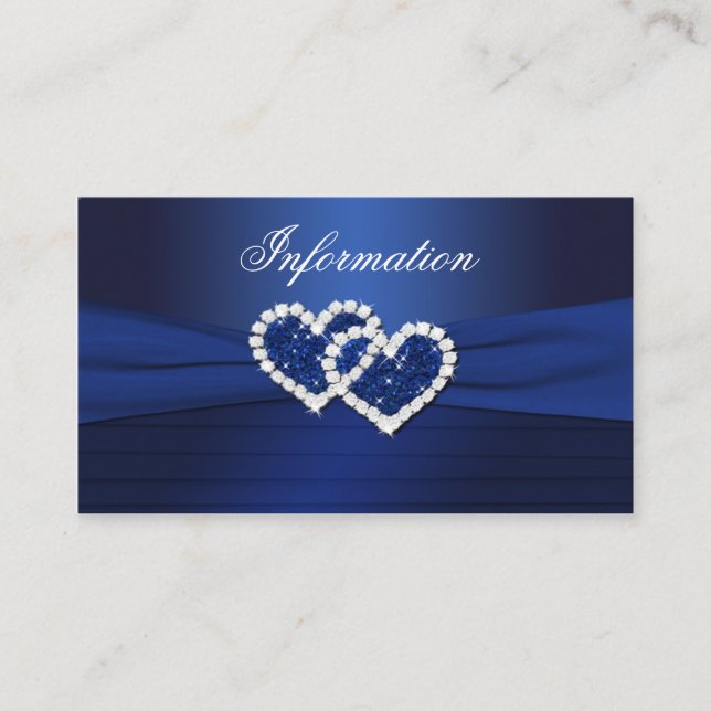 Recepción Tarjeta de información Boda Navy Blue Joined Heart (Anverso)