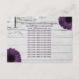 Recepción Tarjeta de información Boda Purple Plum Gerber Dai