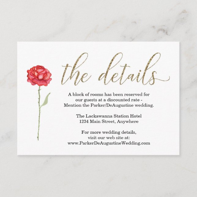 Recepción Tarjeta de información de belleza y bestia (Anverso)