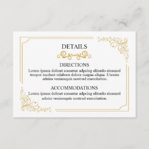 Recepción Tarjeta de información de boda